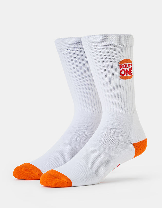 Route One King Crew Socks - White