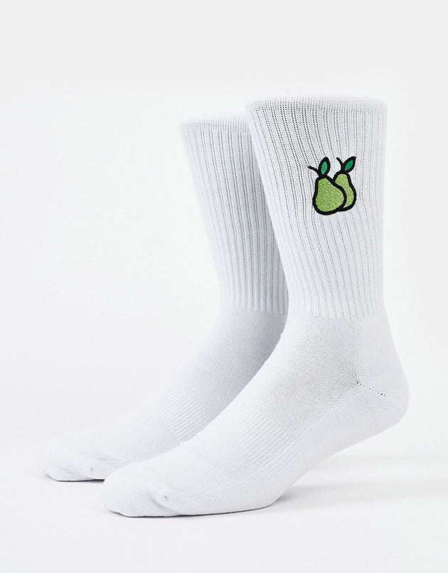 Route One Nice Pear Crew Socks - White