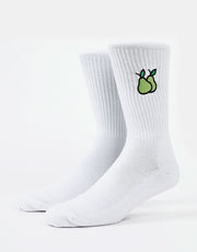 Route One Nice Pear Crew Socks - White