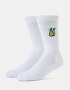Route One Nice Pear Crew Socks - White