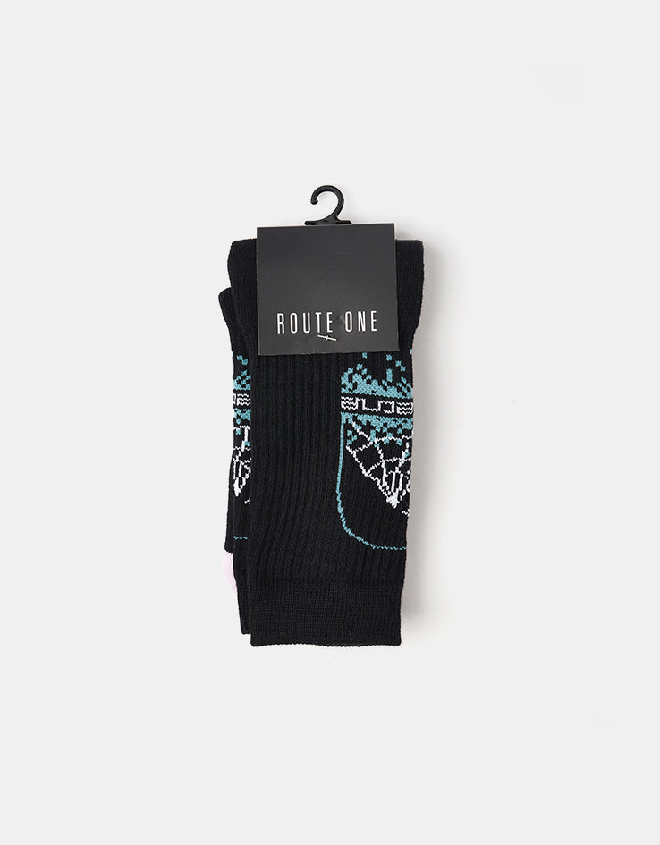Route One Peak Crew Socks - Black