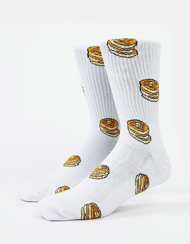 Route One Pancakes Crew Socks - White