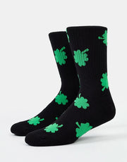 Route One Four Leaf Crew Socks - Black