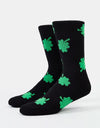 Route One Four Leaf Crew Socks - Black