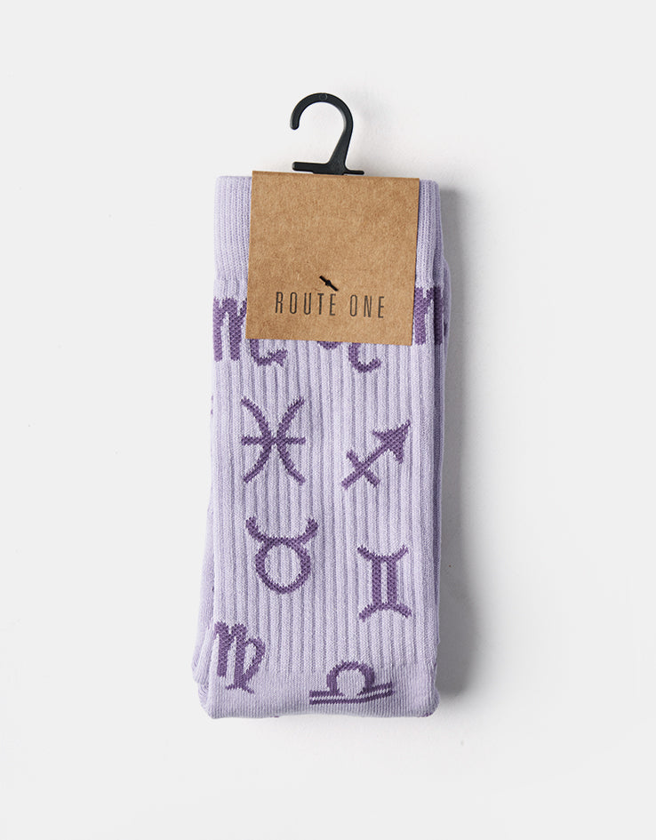 Route One Zodiac Crew Socks - Lavender Blue