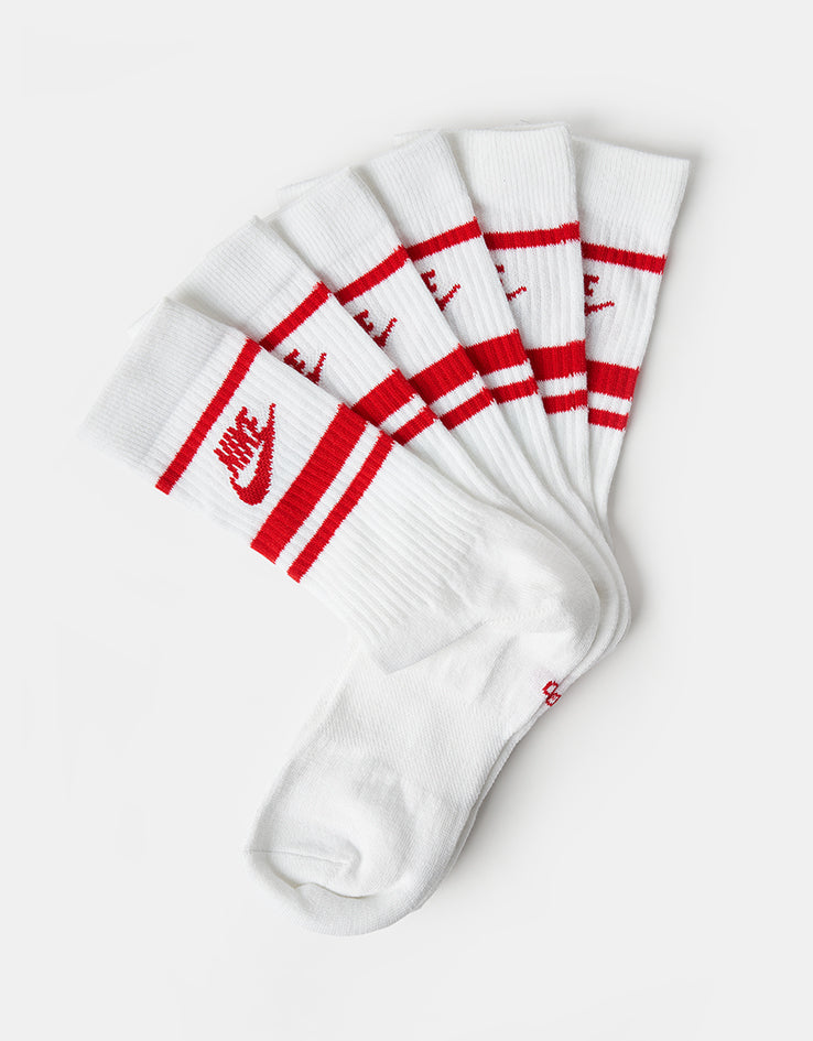 Nike Dri-FIT Everyday Essential Crew Socks 3 Pack - White/University Red/University Red