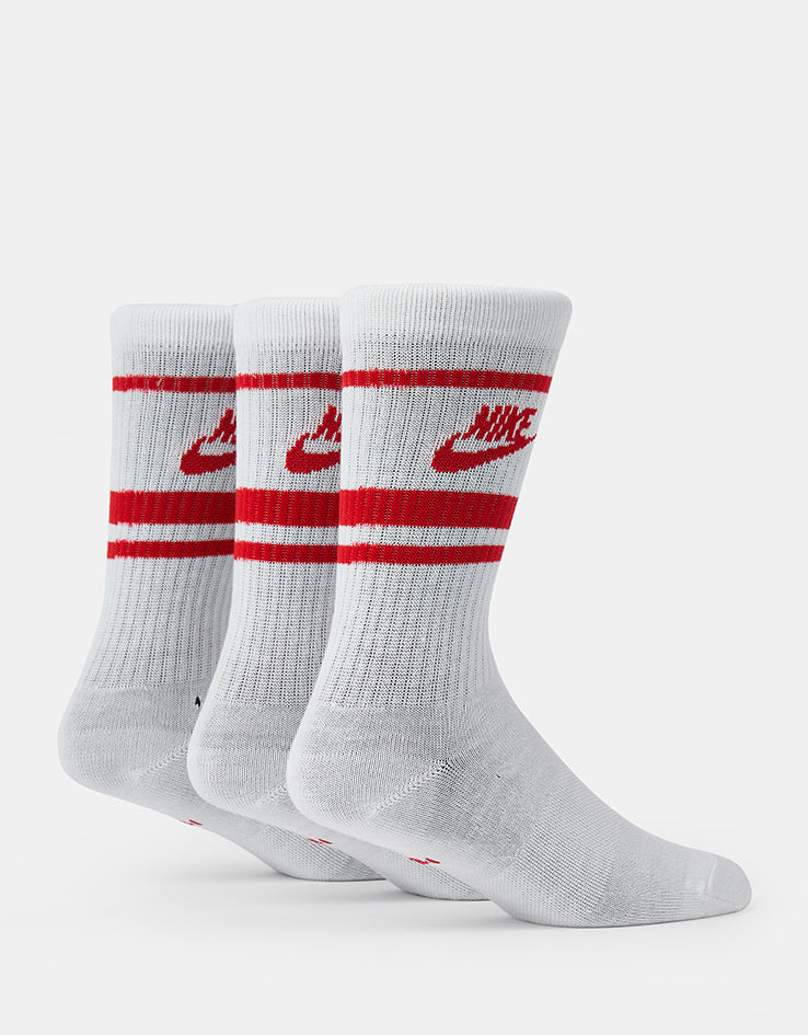 Nike Dri-FIT Everyday Essential Crew Socks 3 Pack - White/University Red/University Red