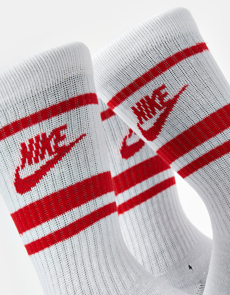 Nike Dri-FIT Everyday Essential Crew Socks 3 Pack - White/University Red/University Red