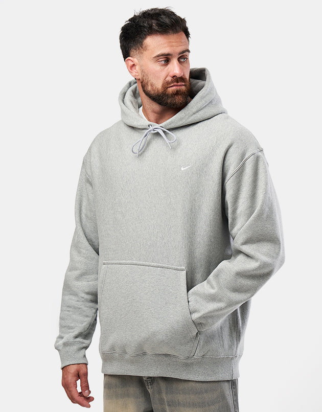 Nike Solo Swoosh Pullover Hoodie - Dark Grey Heather/White