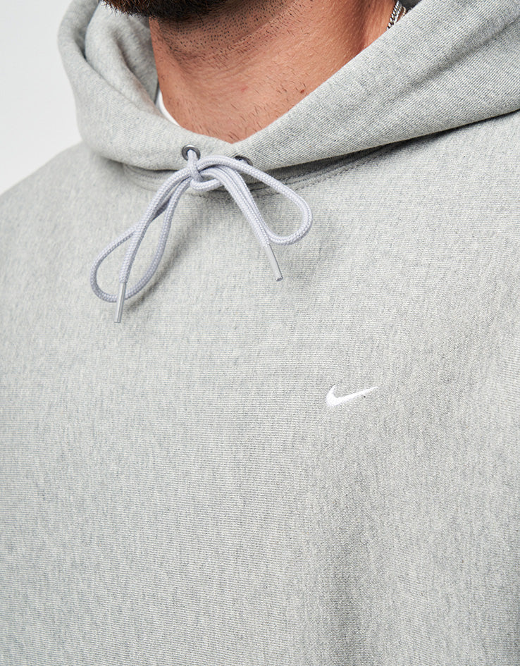 Nike Solo Swoosh Pullover Hoodie - Dark Grey Heather/White