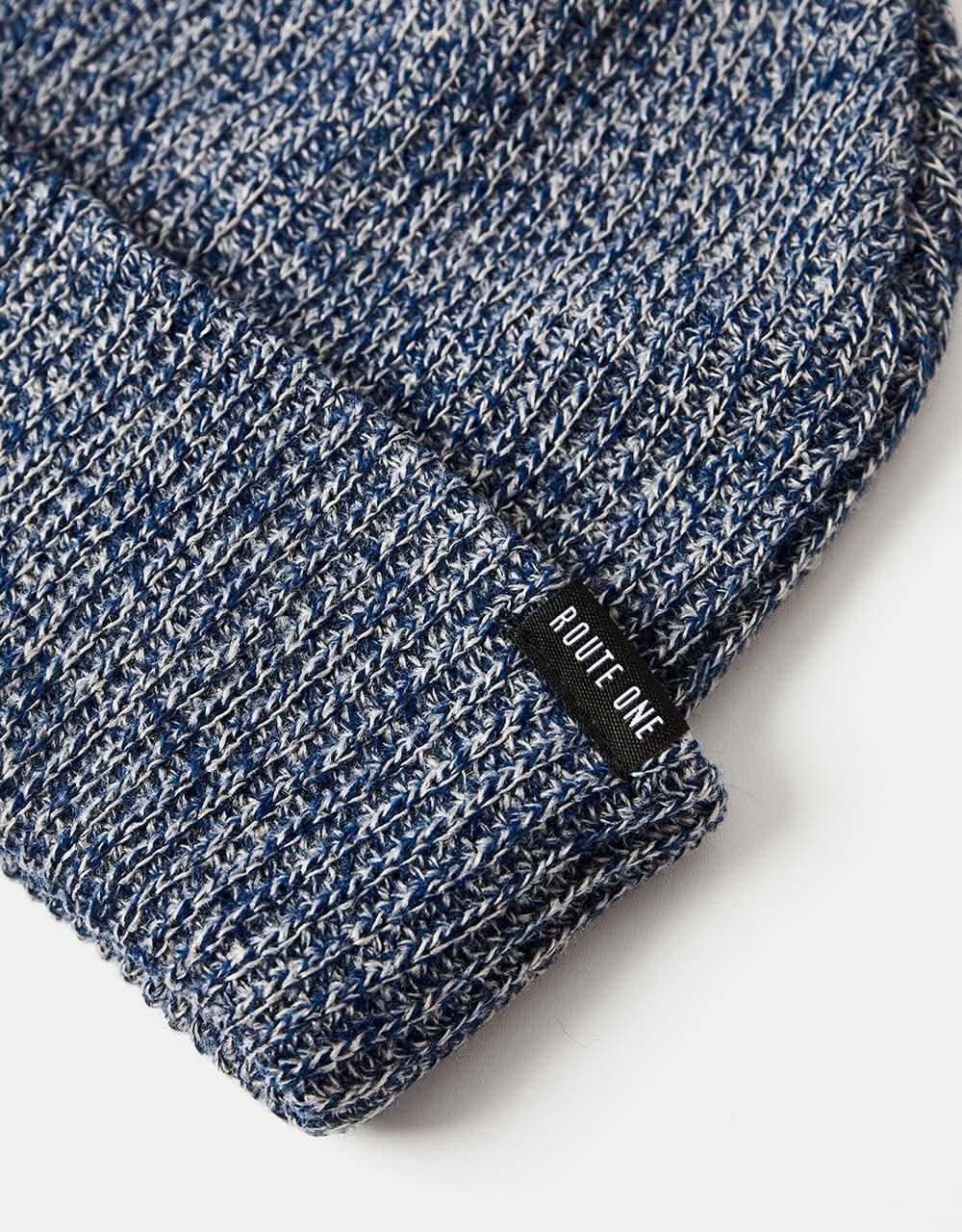 Route One Recycled Fisherman Beanie - Heather Blue