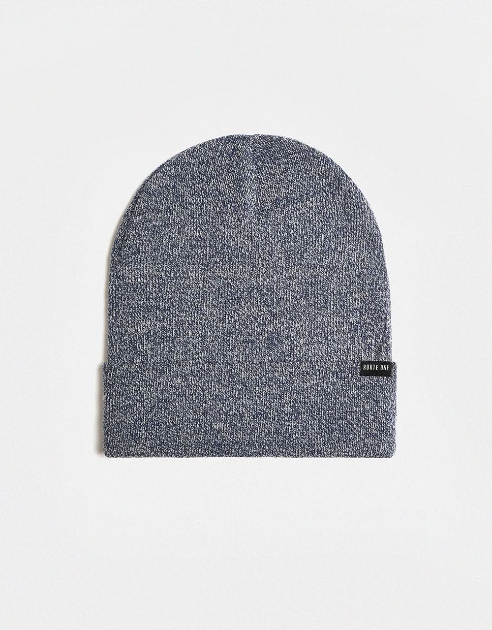 Route One Recycled NY Cuff Beanie - Heather Blue
