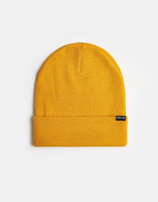 Route One Recycled NY Cuff Beanie - Mustard