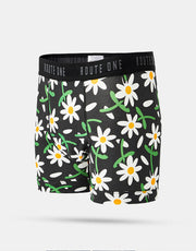 Route One Classic Boxer Shorts - Daisies (Black)
