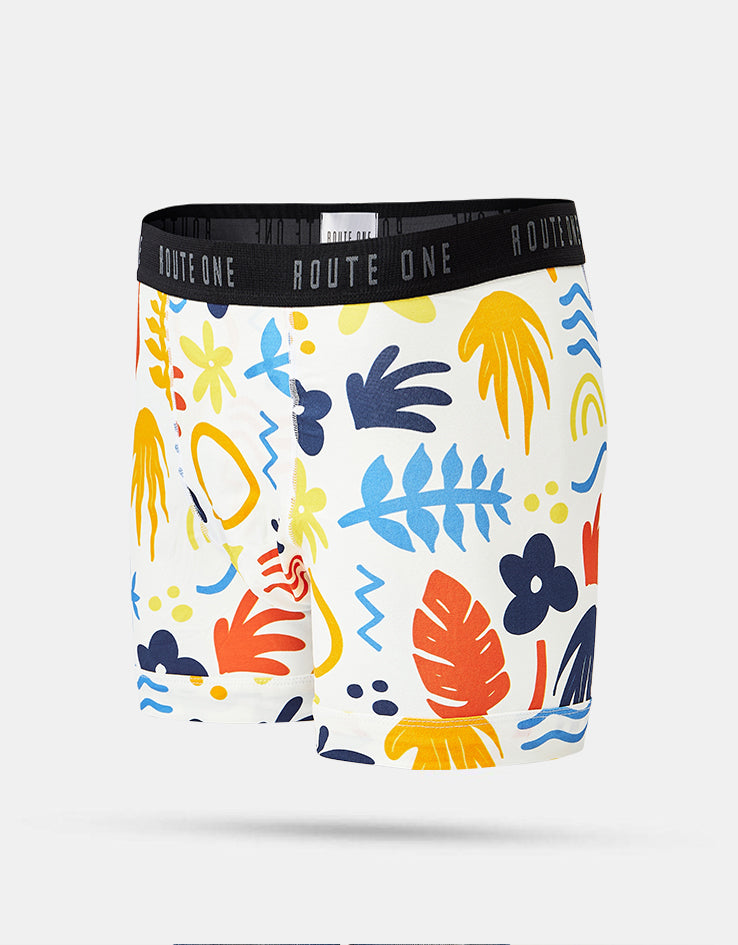 Route One Classic Boxer Shorts - Tropical (White)
