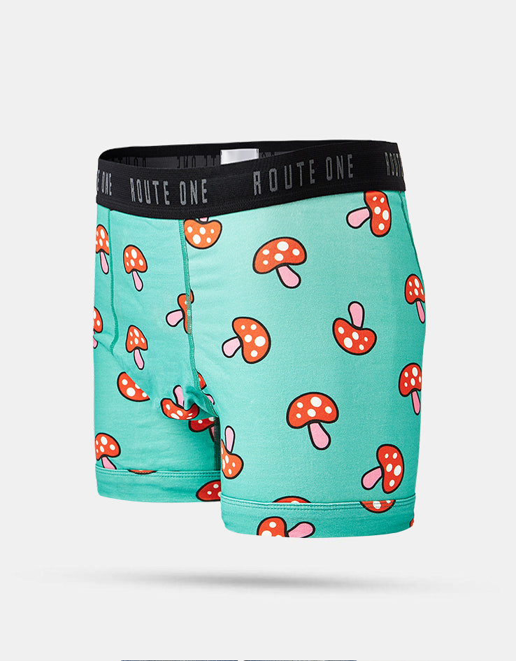 Route One Classic Boxer Shorts - Shrooms (Teal)