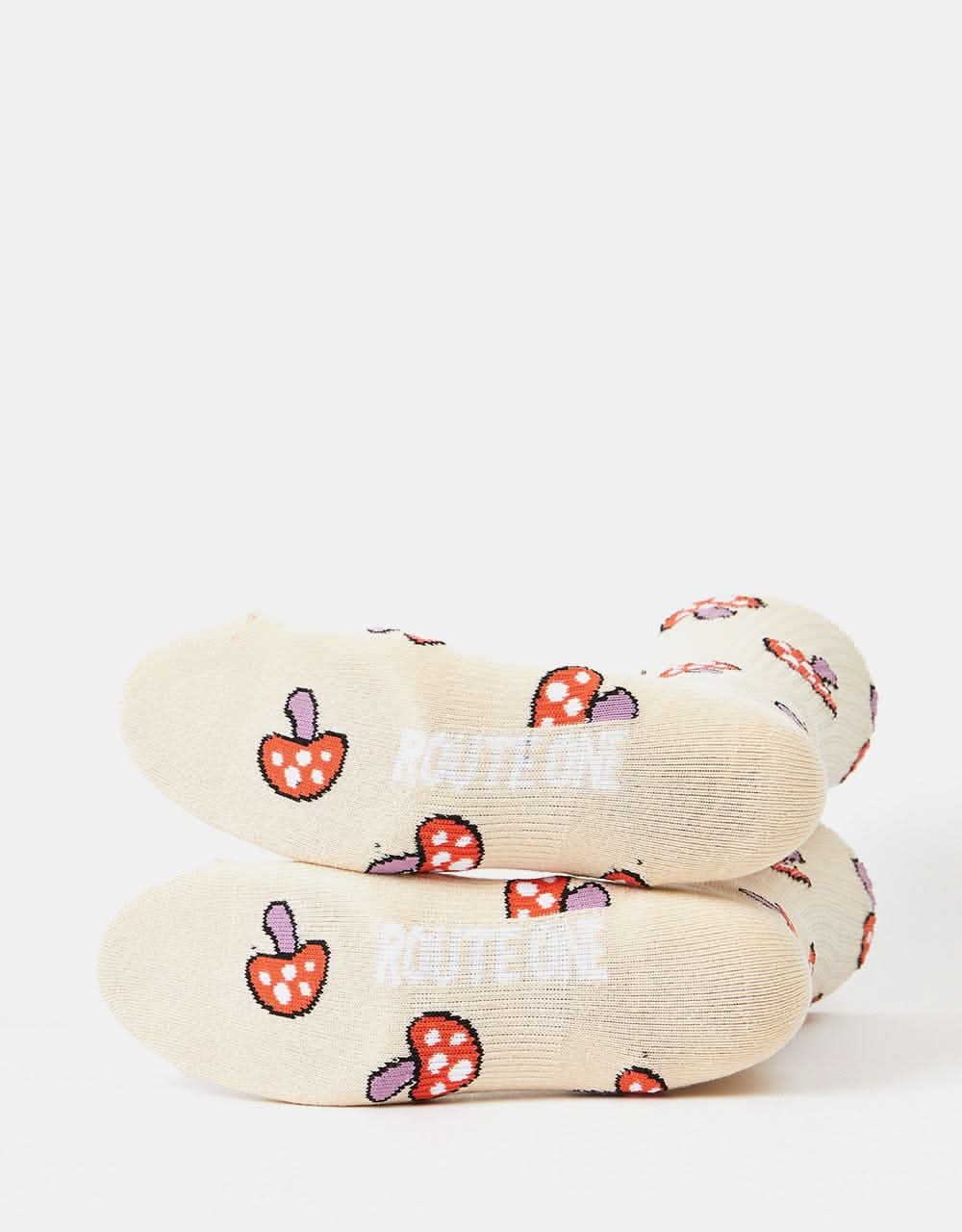 Route One Shrooms Crew Socks - Ivory
