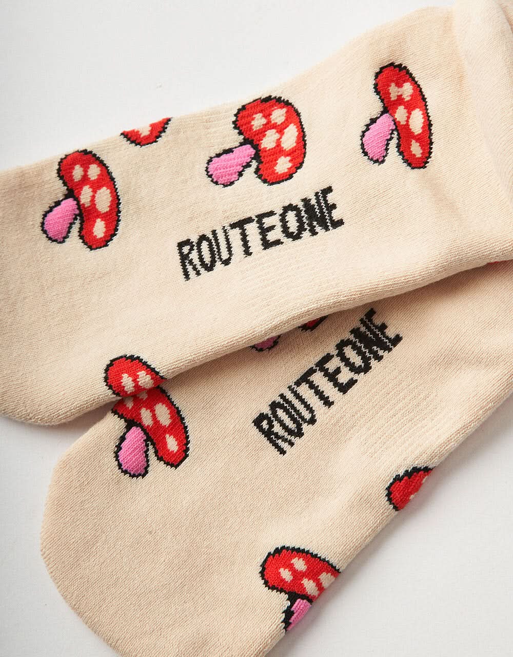 Route One Shrooms Crew Socks - Ivory