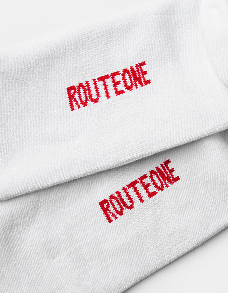 Route One Lucky Cat Crew Socks - White