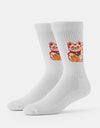 Route One Lucky Cat Crew Socks - White