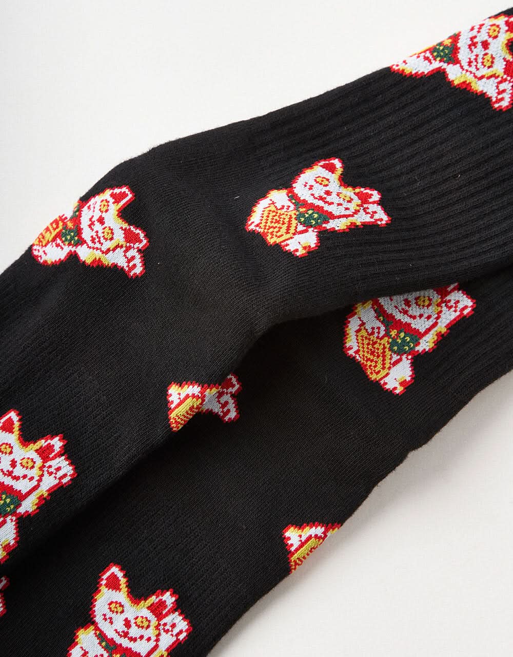 Route One Lucky Cat Crew Socks - Black