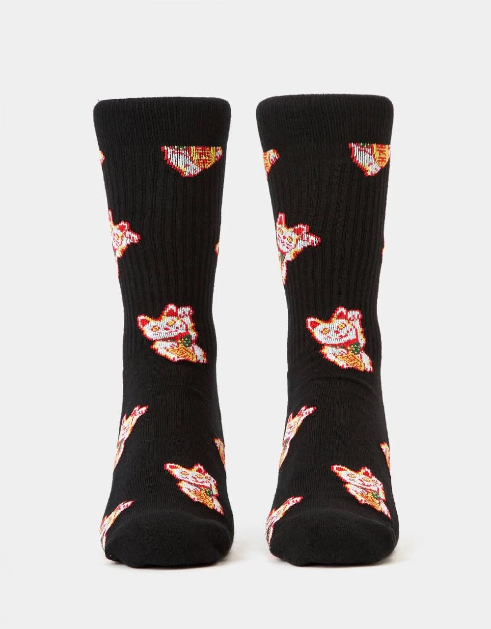Route One Lucky Cat Crew Socks - Black