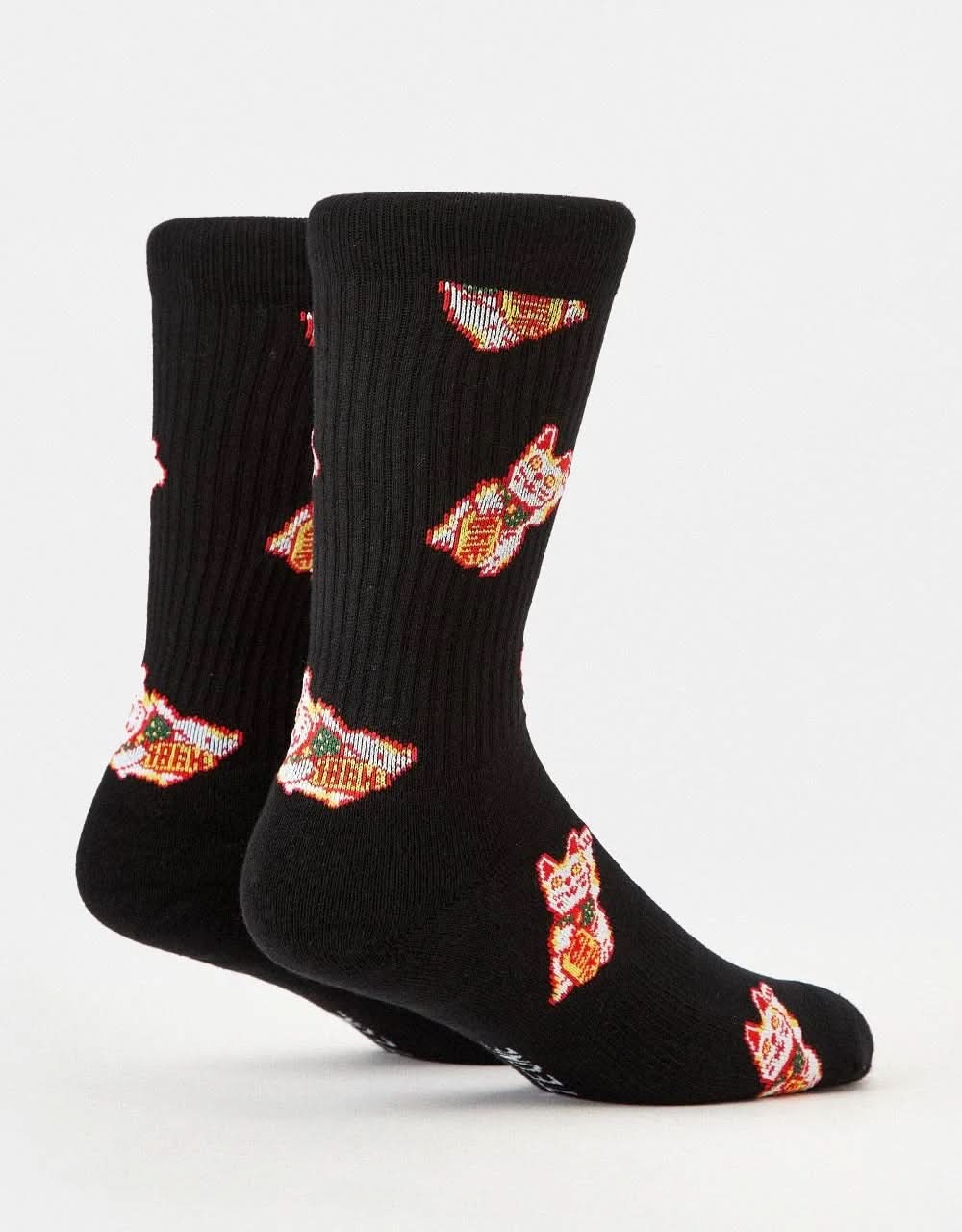 Route One Lucky Cat Crew Socks - Black