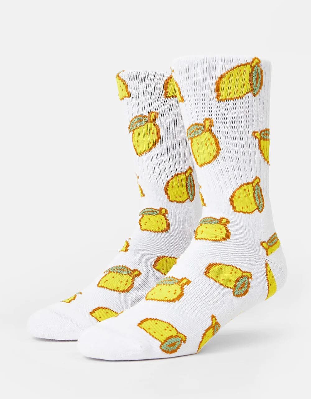 Route One Lemons Crew Socks - White