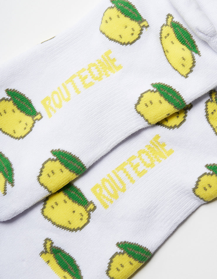Route One Lemons Crew Socks - White