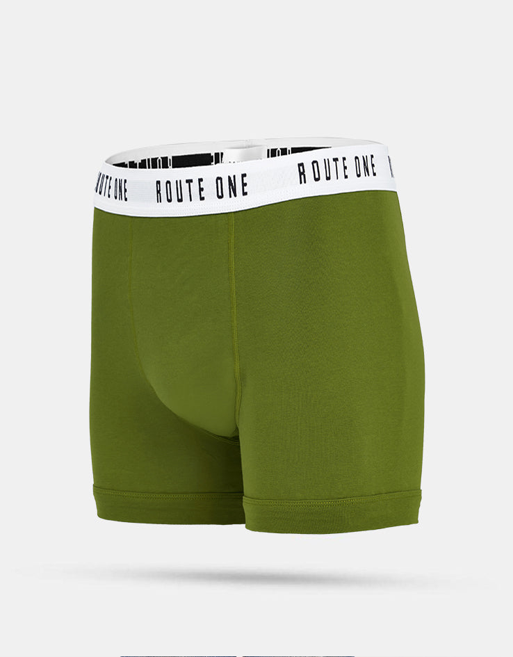 Route One Classic Boxer Shorts 2 Pack - Olive/Burnt Orange