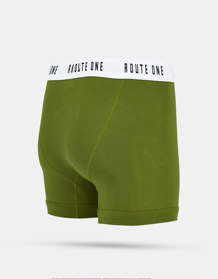 Route One Classic Boxer Shorts 2 Pack - Olive/Burnt Orange