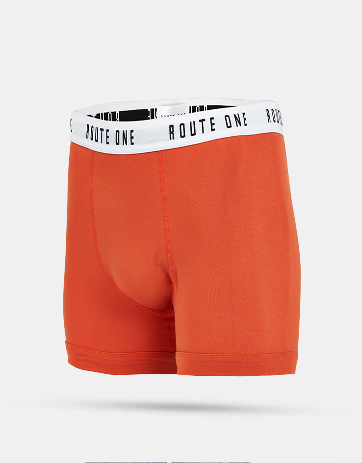 Route One Classic Boxer Shorts 2 Pack - Olive/Burnt Orange
