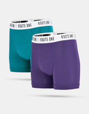Route One Classic Boxer Shorts 2 Pack - Teal/Purple