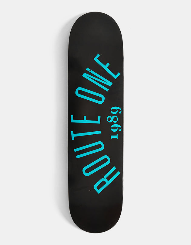 Route One Arch Logo 'OG Shape' Skateboard Deck - Black/Teal