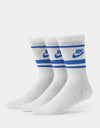 Nike Dri-FIT Everyday Essential Crew Socks 3 Pack - White/Game Royal/Game Royal