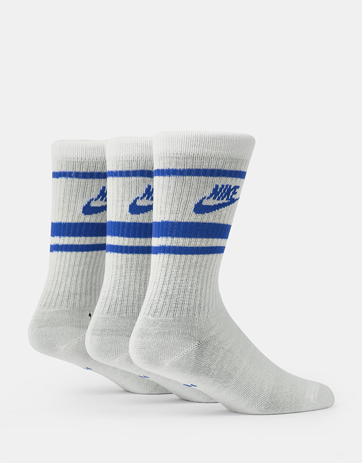 Nike Dri-FIT Everyday Essential Crew Socks 3 Pack - White/Game Royal/Game Royal