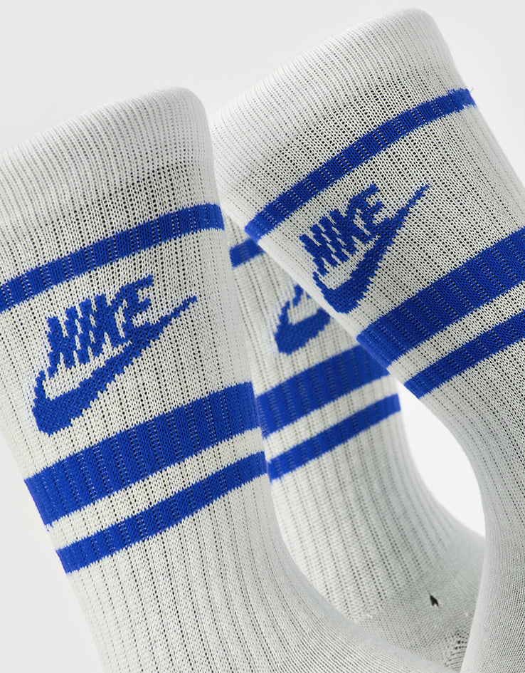 Nike Dri-FIT Everyday Essential Crew Socks 3 Pack - White/Game Royal/Game Royal