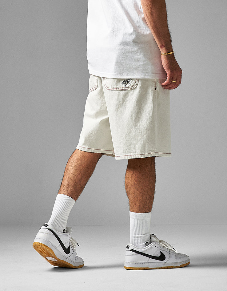 Route One Super Baggy OG Denim Shorts - Ivory Cream