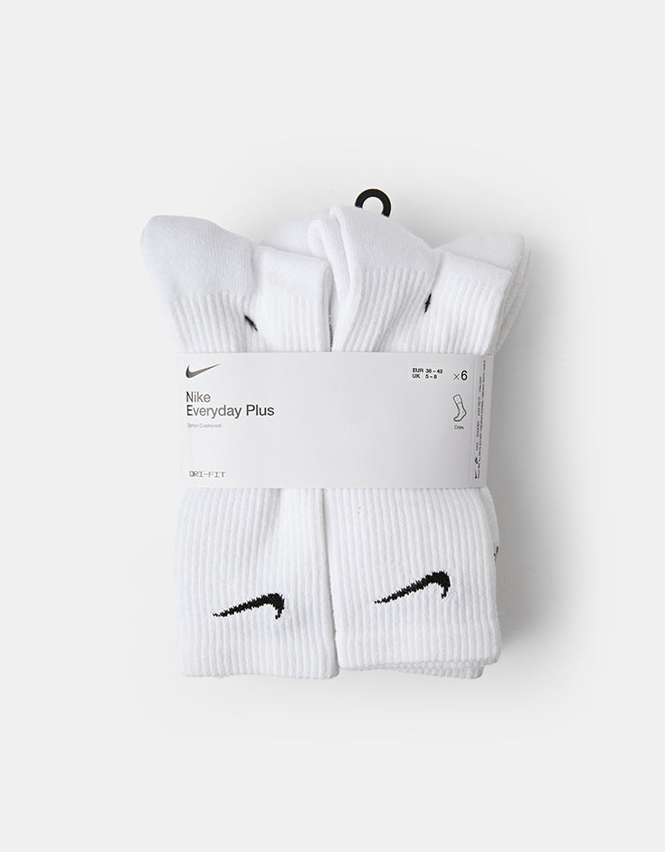 Nike SB Everyday Cushioned 6 Pack Crew Socks  - White/Black