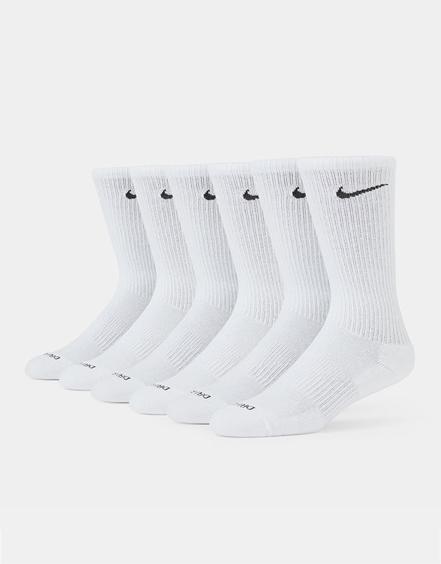Nike SB Everyday Cushioned 6 Pack Crew Socks  - White/Black