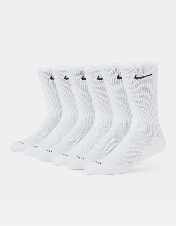 Nike SB Everyday Cushioned 6 Pack Crew Socks  - White/Black