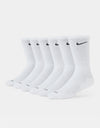 Nike SB Everyday Cushioned 6 Pack Crew Socks  - White/Black
