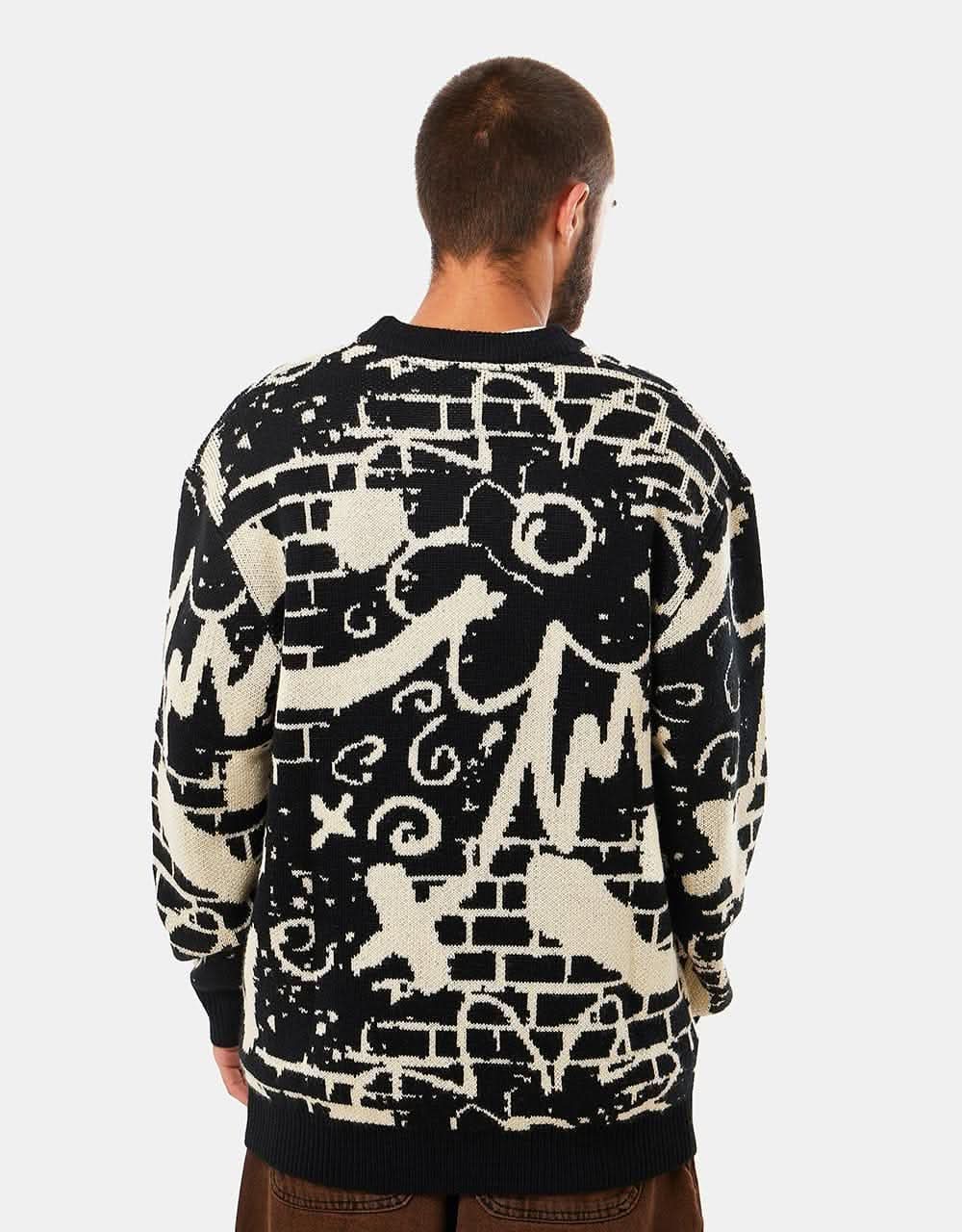 Route One Defaced Knitted Sweater - Black/Ivory Cream