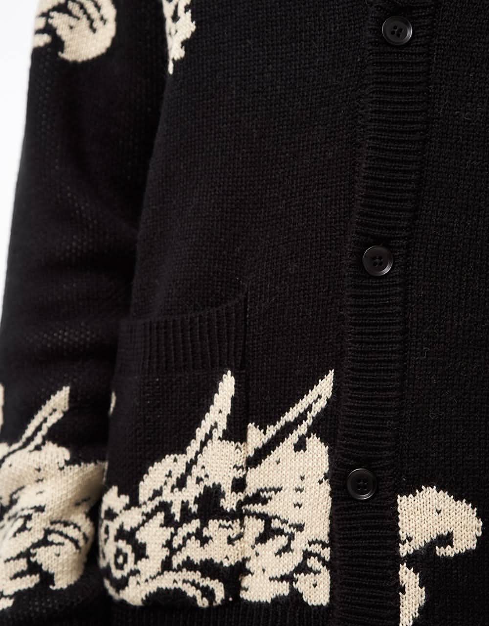 Route One Dragon Knitted Cardigan - Black