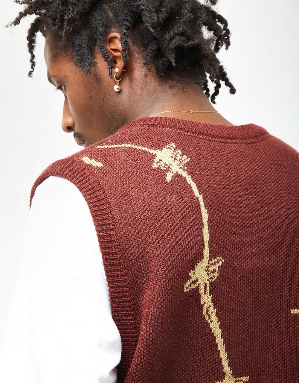 Route One Barbed Knitted Vest - Nut Brown/Wheat