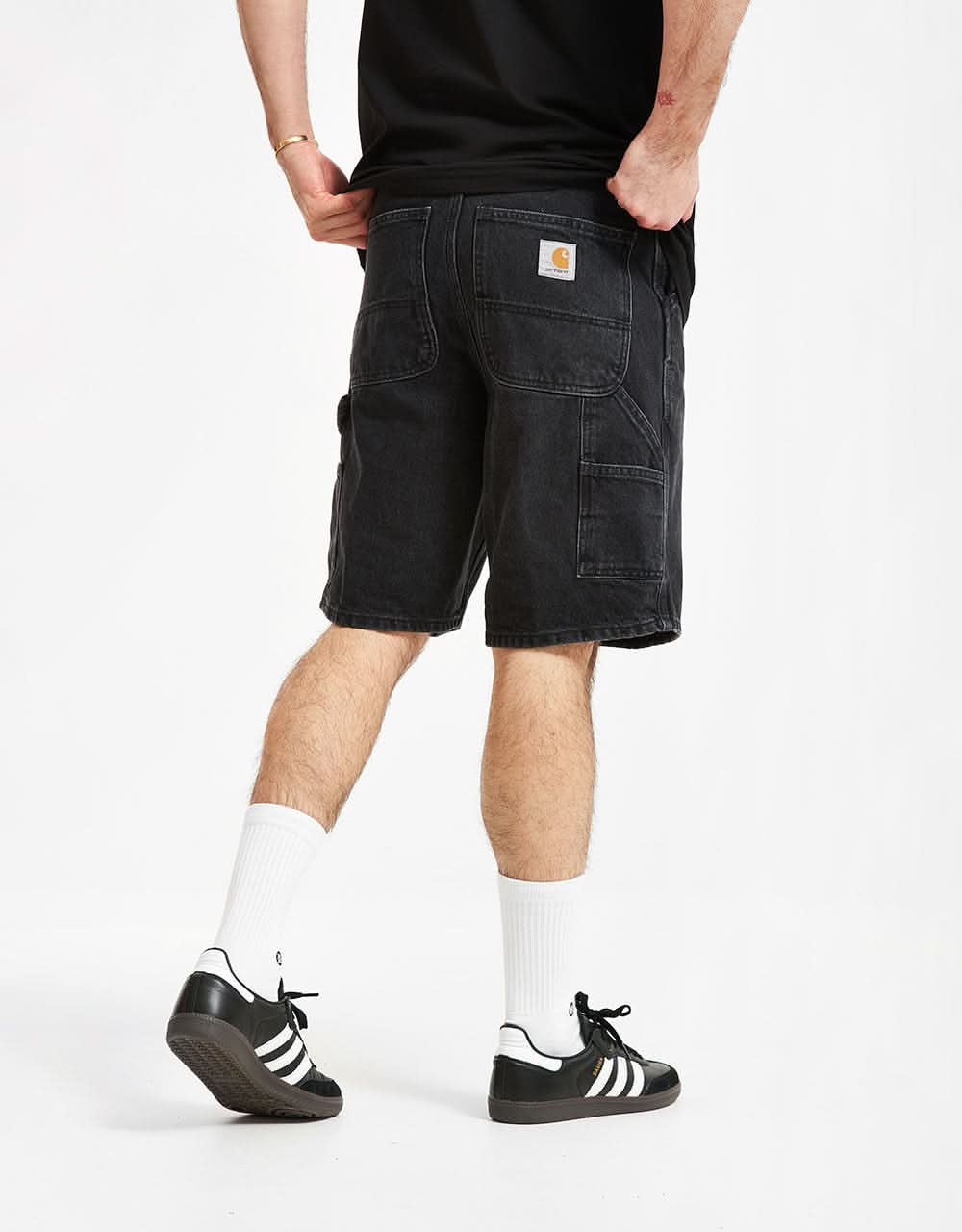 Carhartt WIP Single Knee Shorts - Black (Stone Washed)