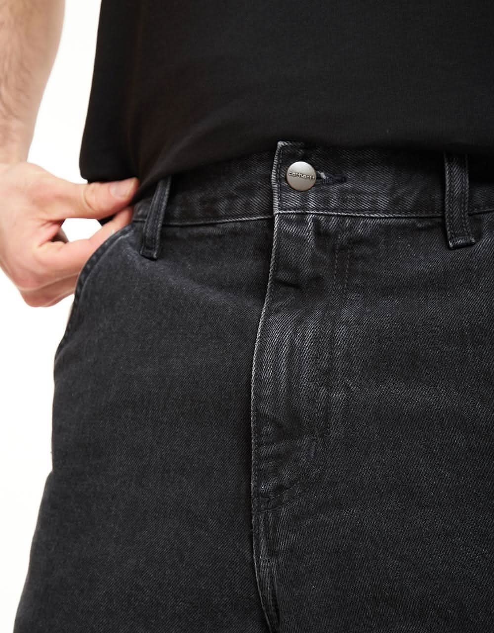 Carhartt WIP Single Knee Shorts - Black (Stone Washed)
