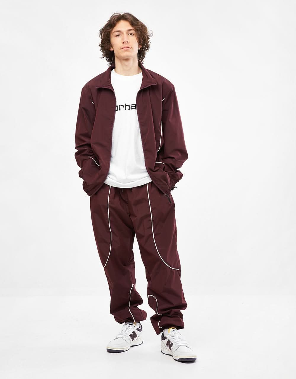 Route One Apex Track Pant - Burgundy/Ivory