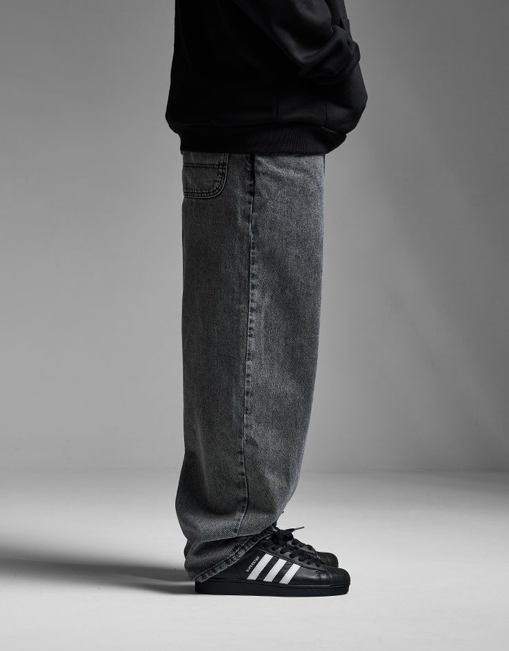 Route One Super Baggy Denim Jeans - Slate Grey