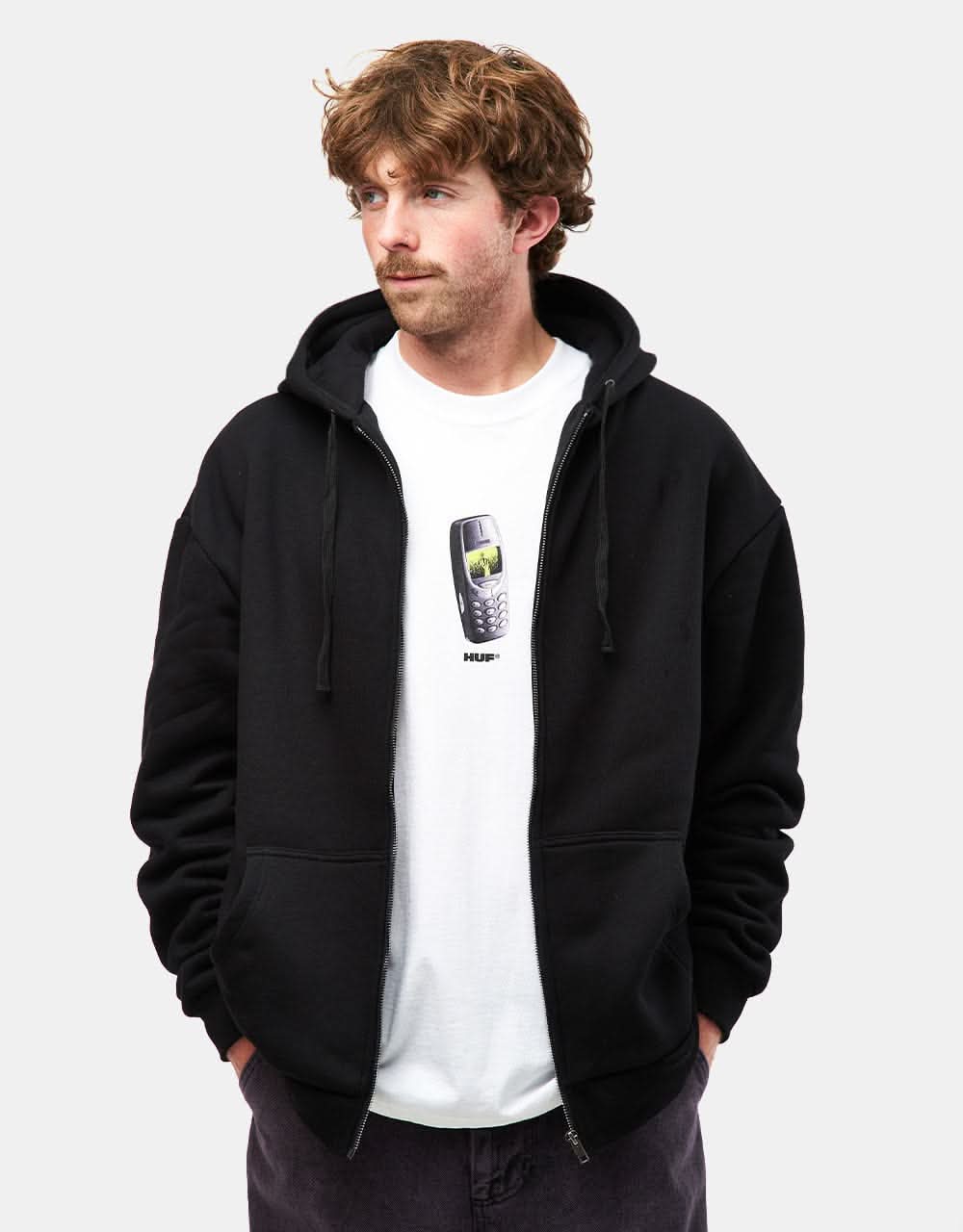 Route One Heavyweight Zip Hoodie (400gsm) - Black